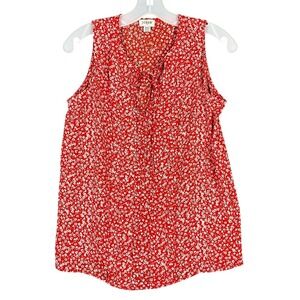 J.Crew Ditzy Floral Sleeveless Pleated Tie-Neck Cottagecore Shirt‎ Womens XXS